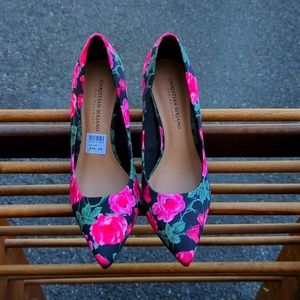 Christian Siriano floral print heels